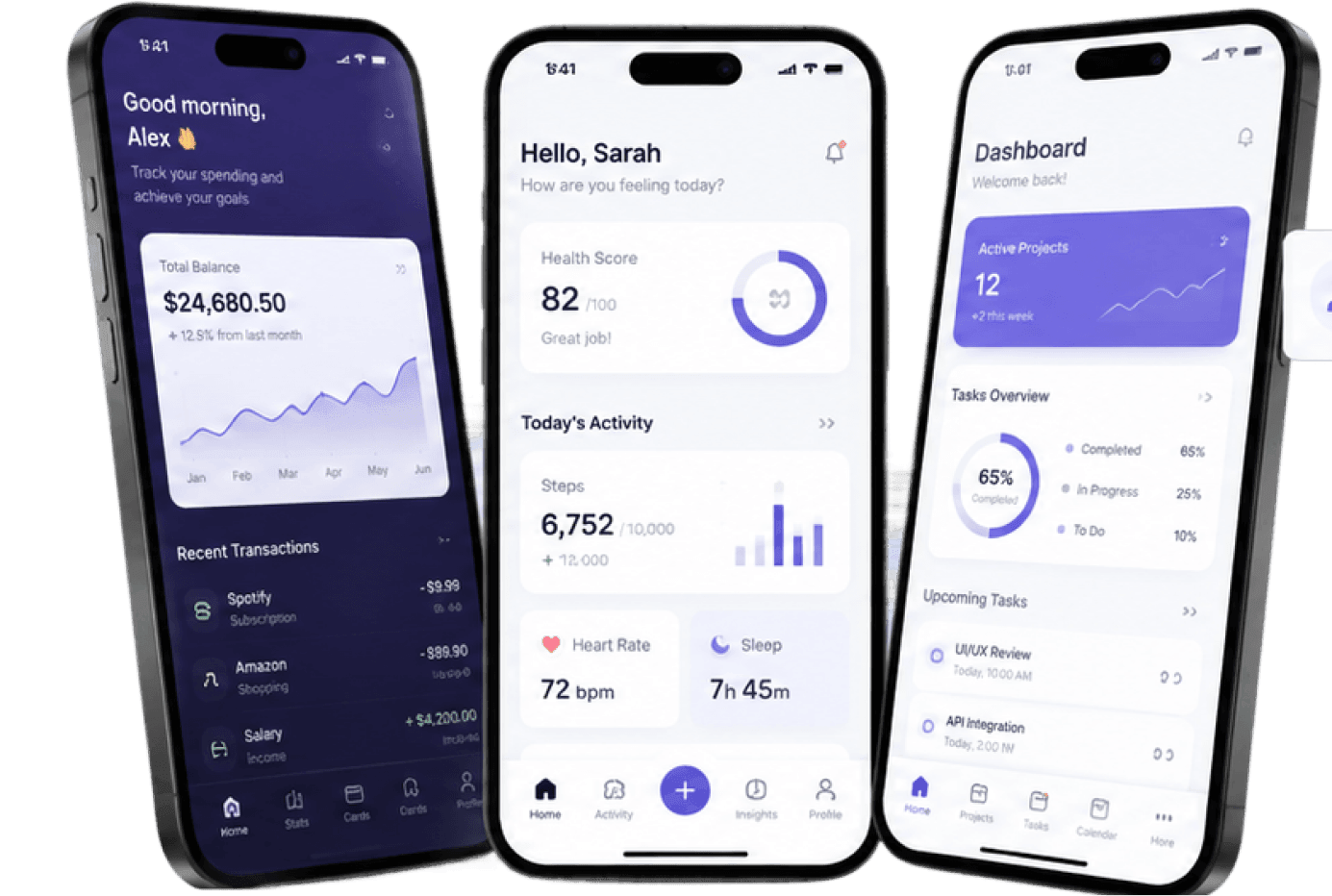 Mobile app development mockups on smartphones